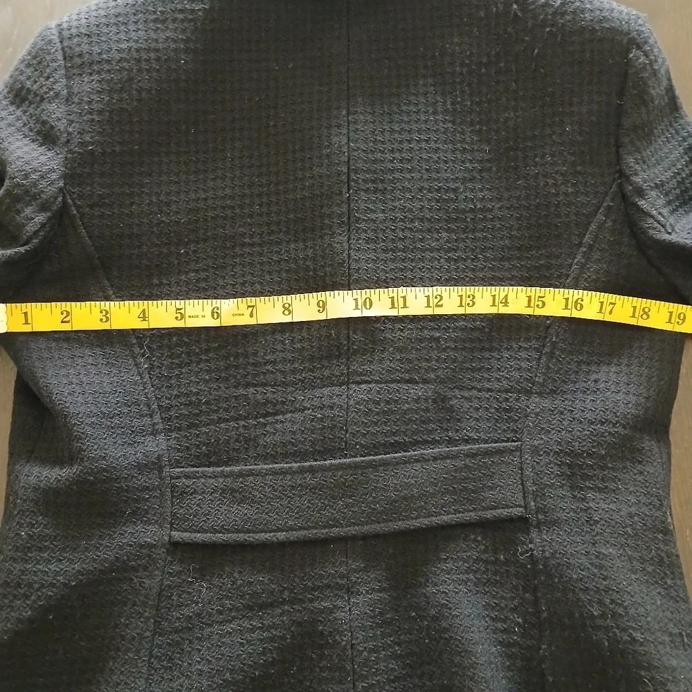 Vintage Black 100% Wool Button Down Blazer Jacket Lined Size:10 - Picture 5 of 11